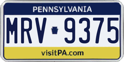 PA license plate MRV9375