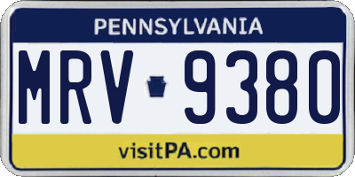 PA license plate MRV9380