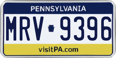 PA license plate MRV9396