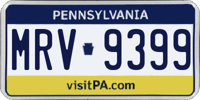 PA license plate MRV9399