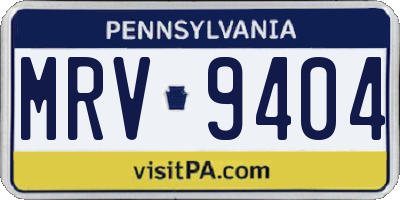 PA license plate MRV9404