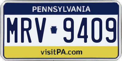 PA license plate MRV9409