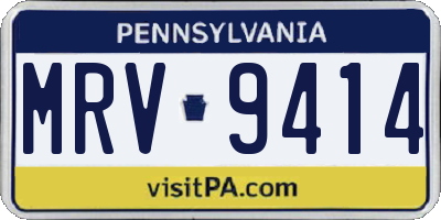 PA license plate MRV9414