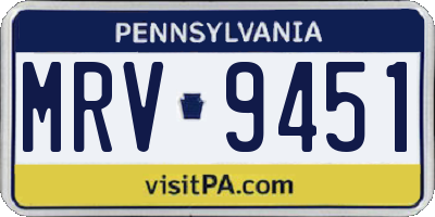 PA license plate MRV9451