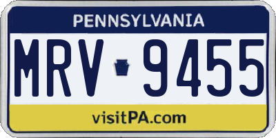 PA license plate MRV9455