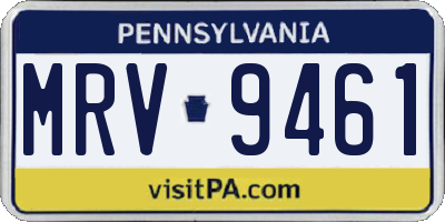 PA license plate MRV9461