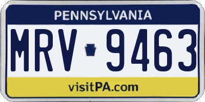 PA license plate MRV9463