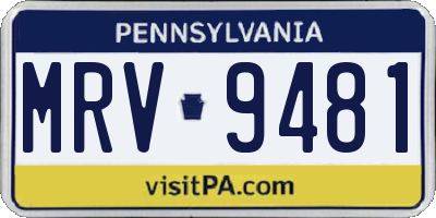 PA license plate MRV9481