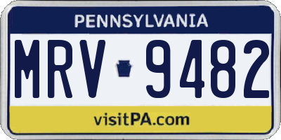 PA license plate MRV9482