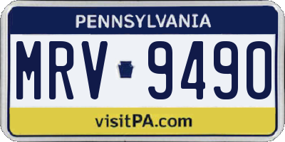 PA license plate MRV9490