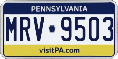 PA license plate MRV9503