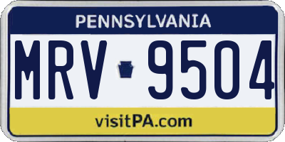 PA license plate MRV9504