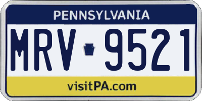 PA license plate MRV9521