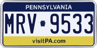 PA license plate MRV9533