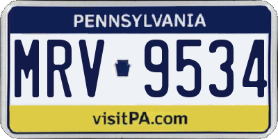 PA license plate MRV9534