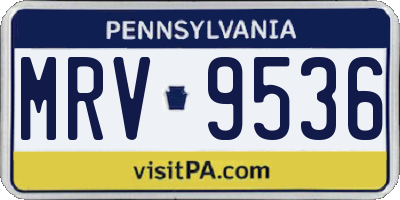 PA license plate MRV9536