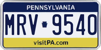 PA license plate MRV9540