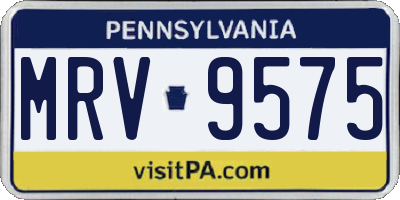 PA license plate MRV9575