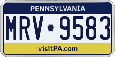 PA license plate MRV9583
