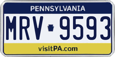 PA license plate MRV9593