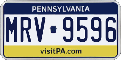 PA license plate MRV9596