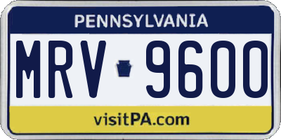 PA license plate MRV9600