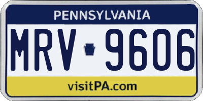 PA license plate MRV9606