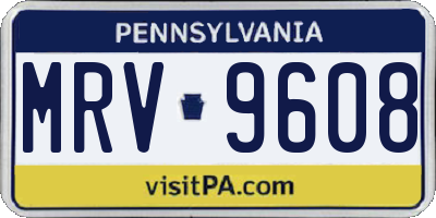PA license plate MRV9608