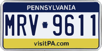 PA license plate MRV9611