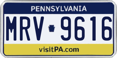 PA license plate MRV9616