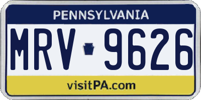 PA license plate MRV9626