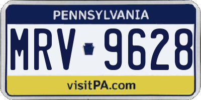 PA license plate MRV9628