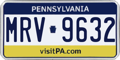 PA license plate MRV9632