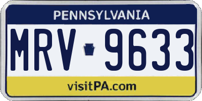 PA license plate MRV9633