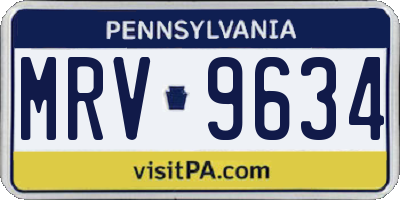 PA license plate MRV9634