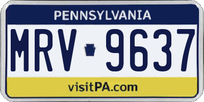 PA license plate MRV9637