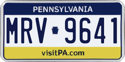 PA license plate MRV9641