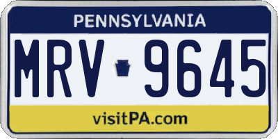 PA license plate MRV9645