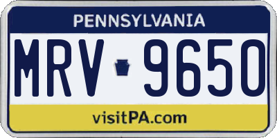 PA license plate MRV9650