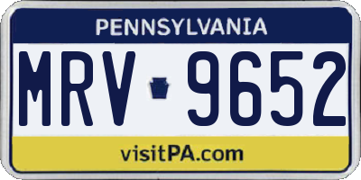 PA license plate MRV9652