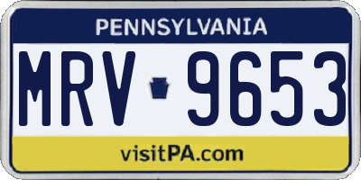 PA license plate MRV9653
