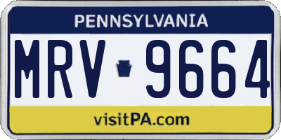 PA license plate MRV9664