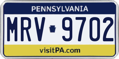 PA license plate MRV9702
