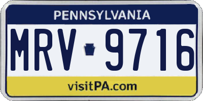 PA license plate MRV9716