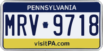 PA license plate MRV9718