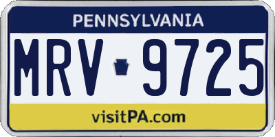PA license plate MRV9725