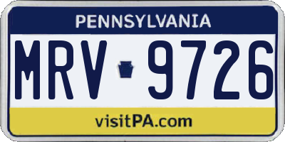 PA license plate MRV9726