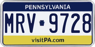 PA license plate MRV9728