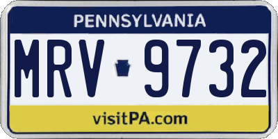 PA license plate MRV9732