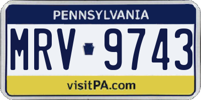 PA license plate MRV9743